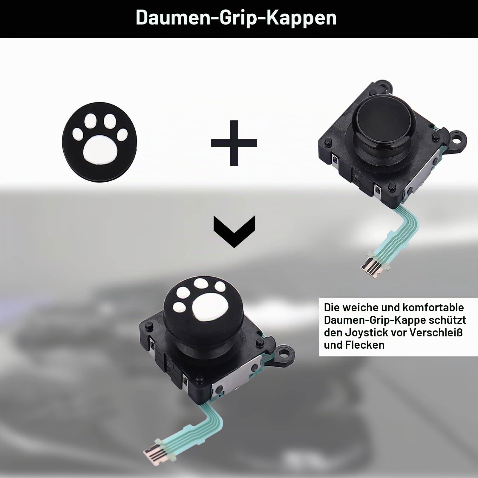 Joysticks Ersatz für PS Vita 2000 2001, analoger 3D-Daumenstick mit Thumbstick-Griffen und Schrauben für PSV 2000, 2 Stück