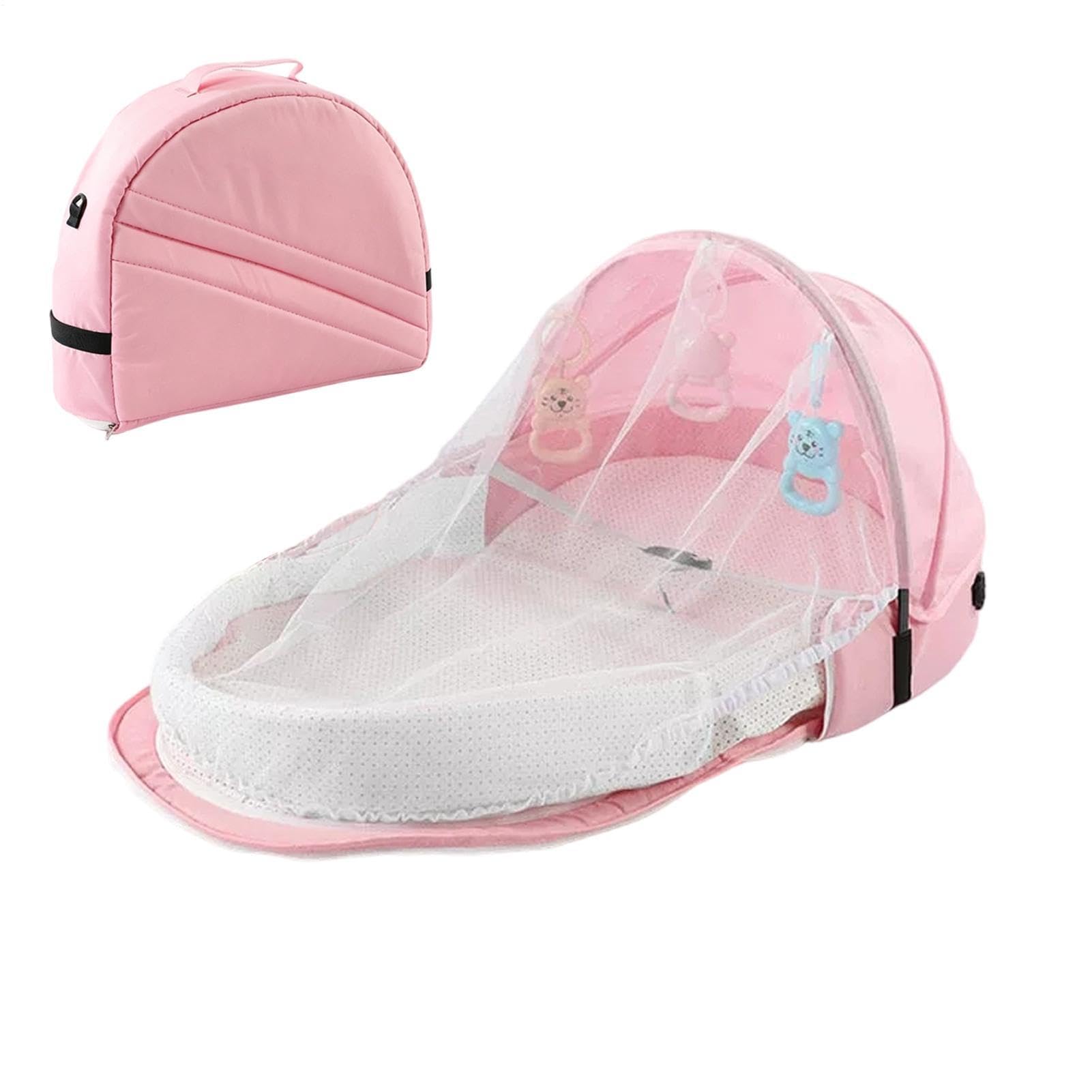 Loungesr pieghevole di sonno della culla di viaggio con la rete e la tenda dell'interno | Lettino per bambini da 0 a 18 sonth, ideale per gite in casa o in casa