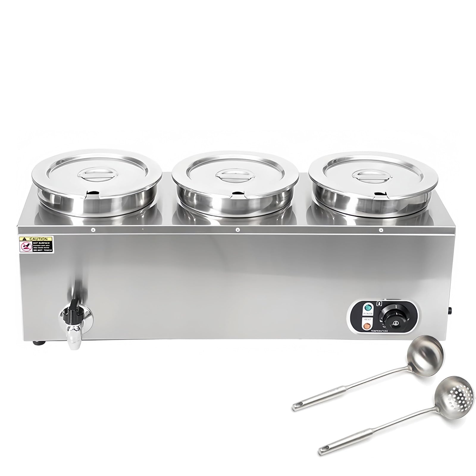 YXZQLOZ Commercial Electric Soup Warmer, Adjustable Temperature Bain Marie with Anti-Dry Burn Protection, for Restaurants and Buffets (7l X 3)
