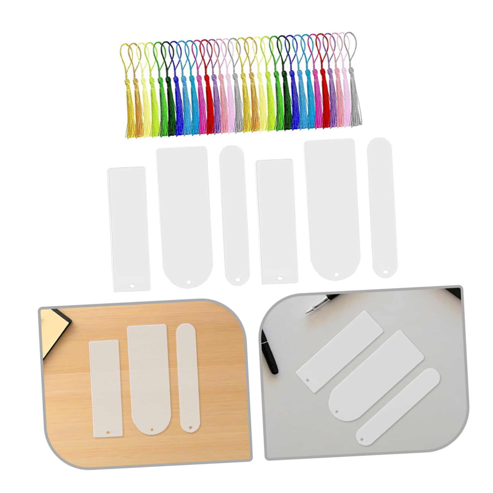 POPETPOP Segnalibri in Acrilico con Nappe Colorate Kit da Te con Segnalibri Rettangolari Vuoti e Nappe per Decorazioni Veloci Leggeri e Resistenti per Donne e Ragazze