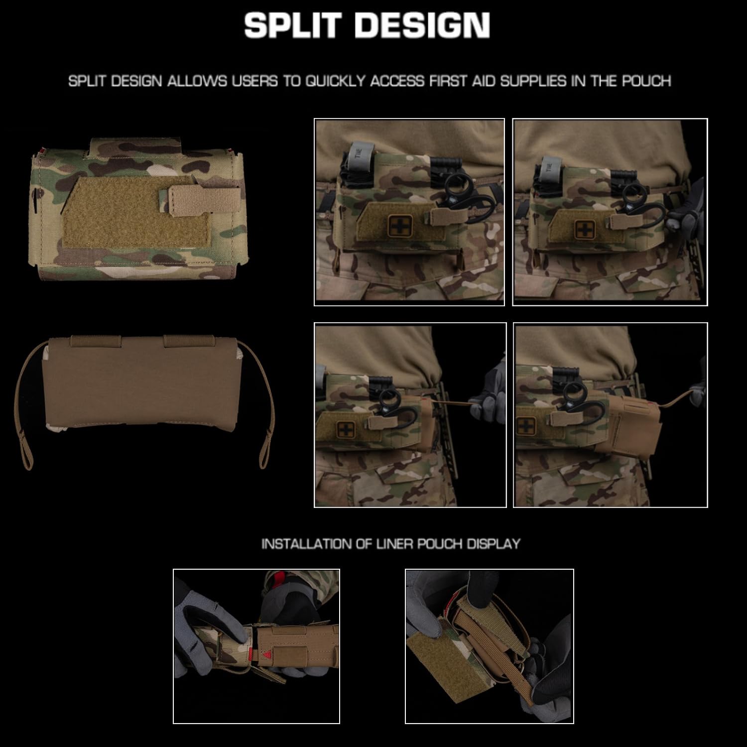 IFAK - Custodia compatta per trauma MOLLE, a sgancio rapido, per airsoft, cintura da combattimento