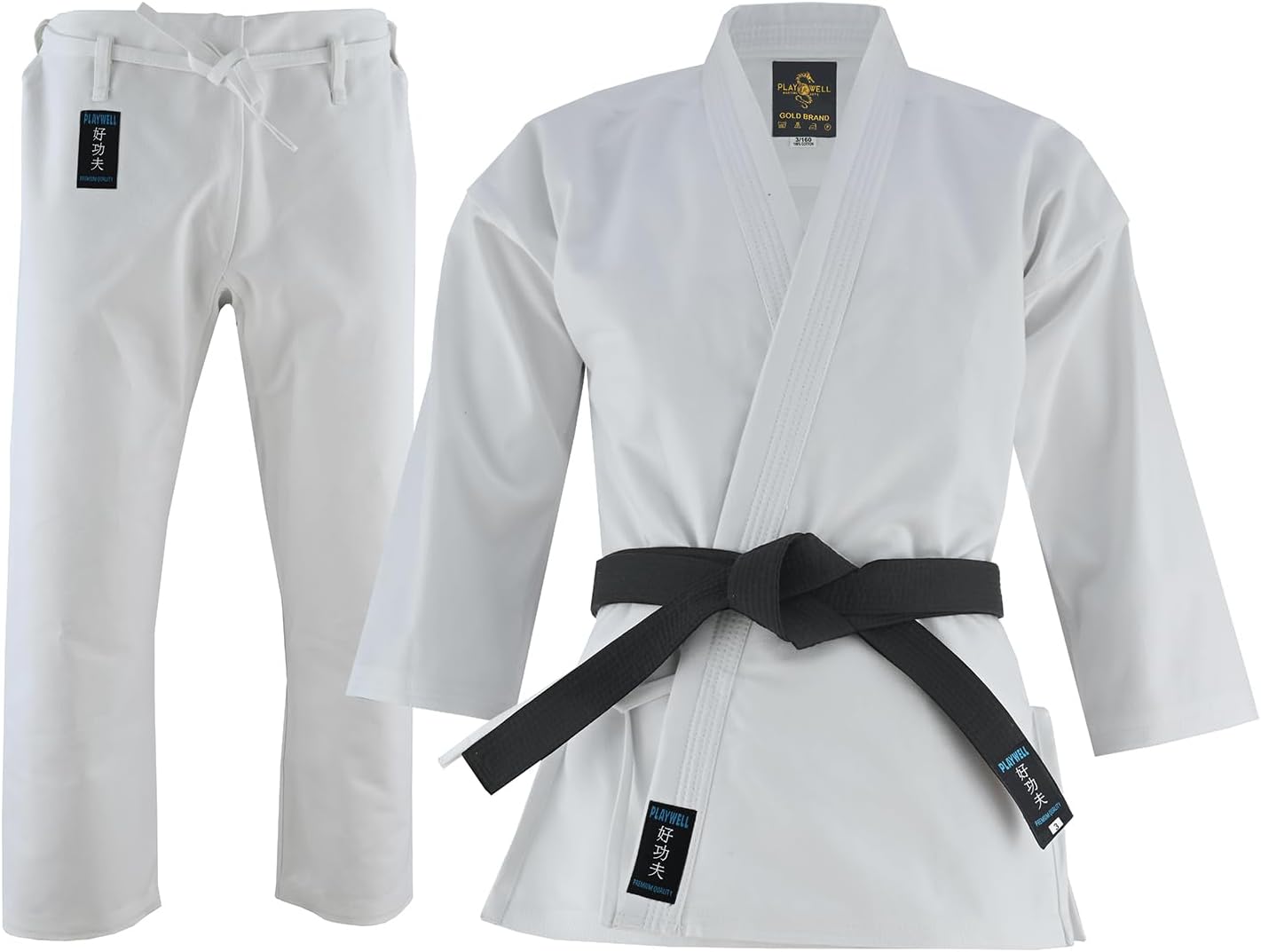Playwell Karate White Heavyweight Gold Brand (Soft Brushed Cotton) 16oz Uniform