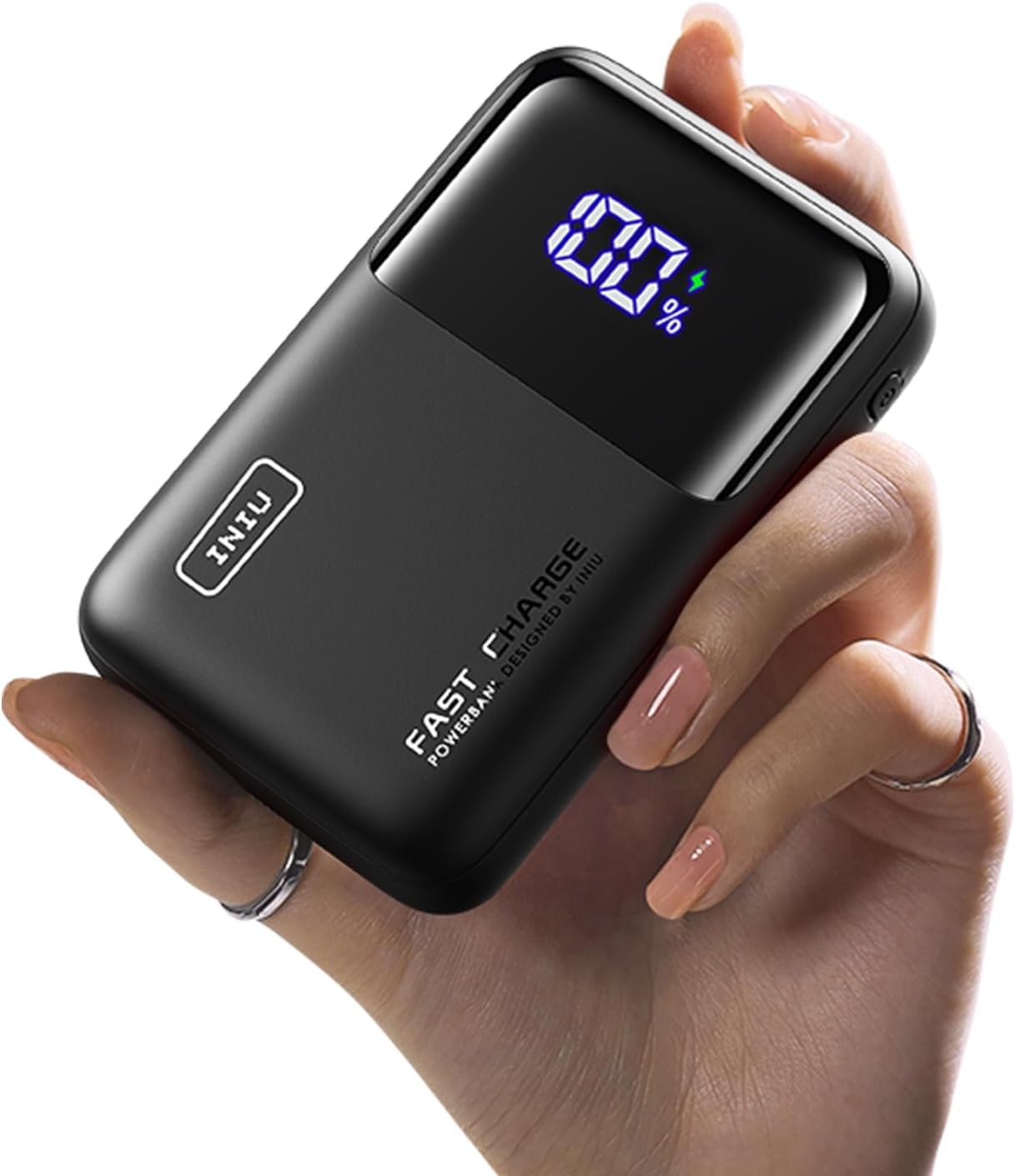 INIU Mobile Battery, Large Capacity, 20,000 mAh, 65 W, PD QC, Rapid Charging, USB-C Input & Output Ports, PSE Certified, 3 Devices Simultaneously Charging, LED Remaining Power Display, Low Current Mode, Mobile Battery, For Laptops, Tablets, Smartphones, Outdoors, Disasters, Emergencies, MacBook, iPhone 17 16 / 15 & Android iPad, and More (Black)
