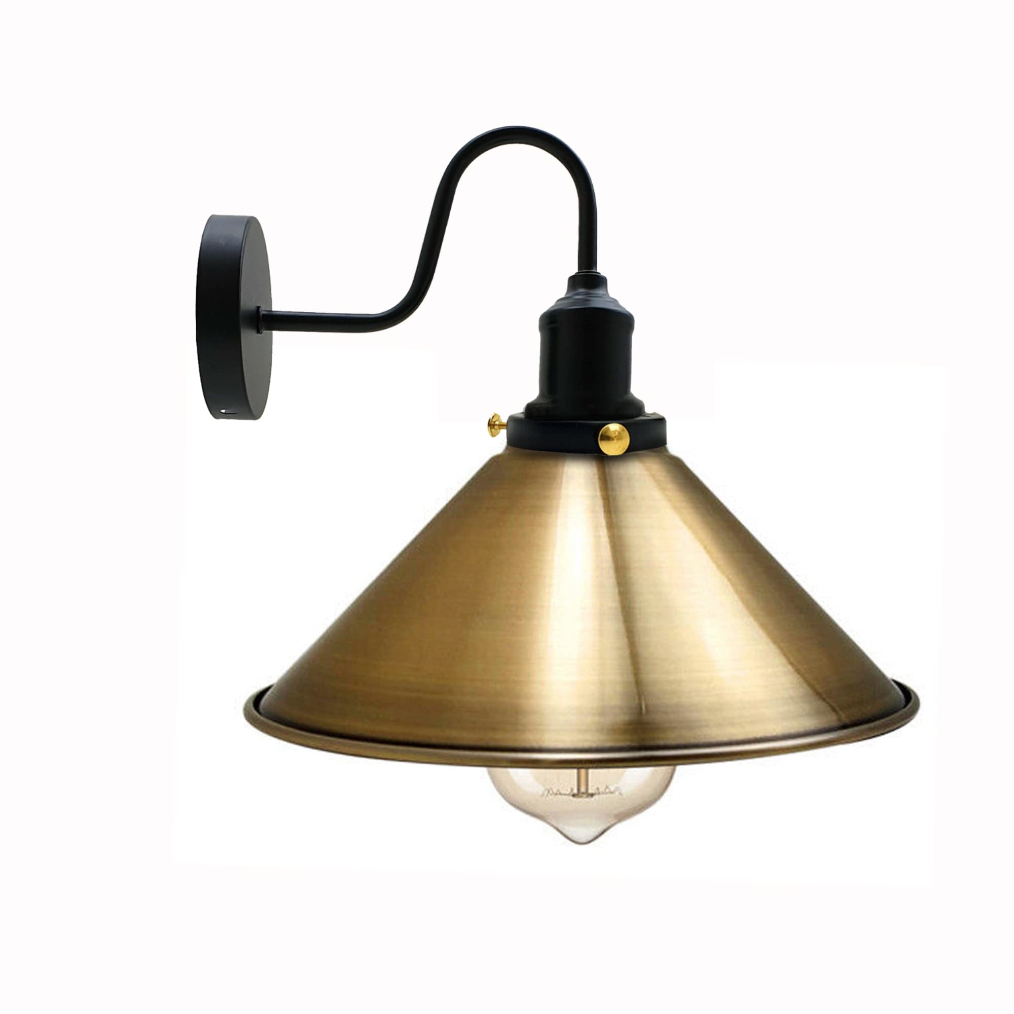 LEDSone Vintage Wall Sconce Metal Shade E27 Industrial Wall Mount Lights Adjustable Cone Shade Easy Fit Wall Lamps Fixtures for Living Room1 Pack