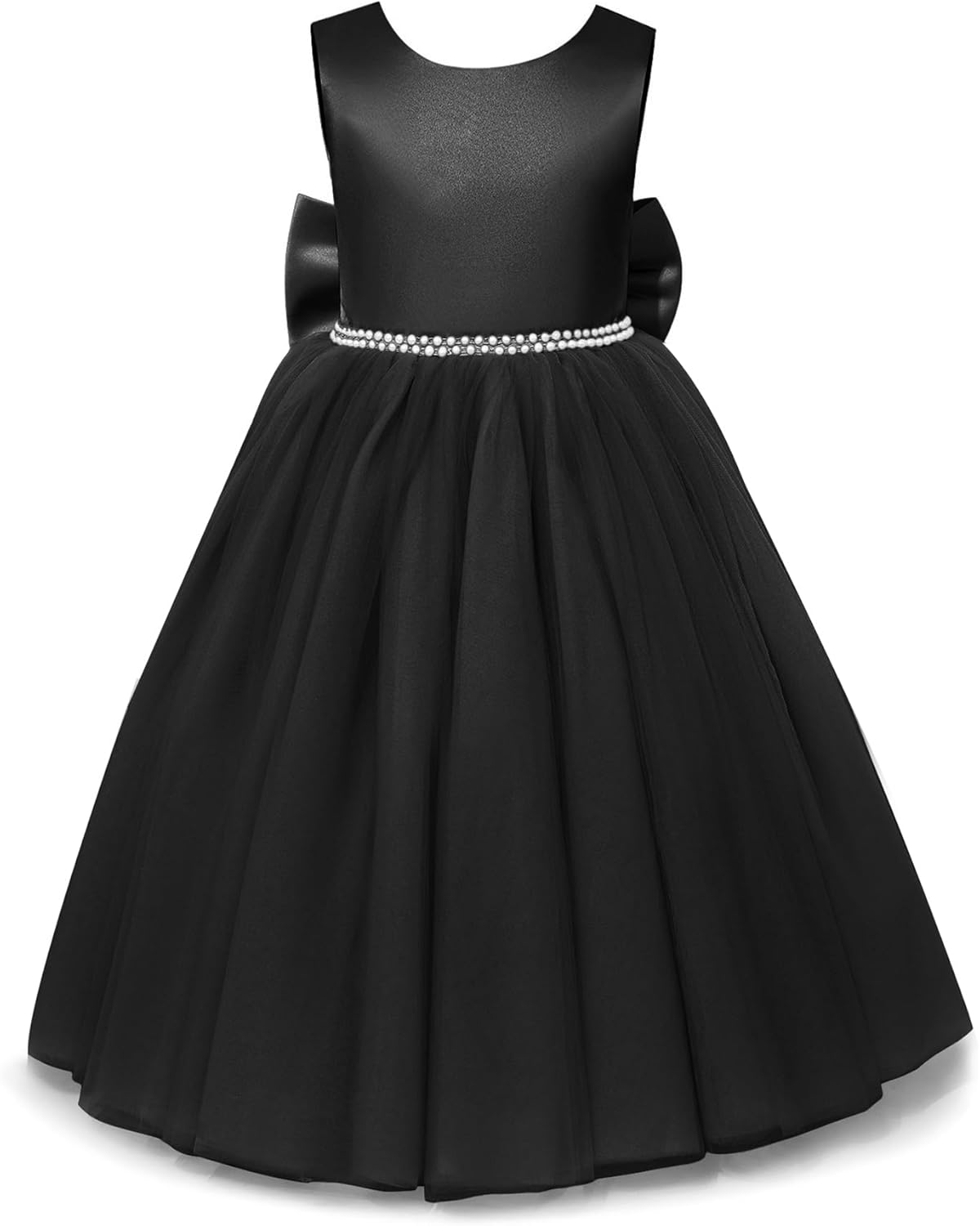 Satin Princess Pageant Dress with Pearls for Girls Burkina Faso