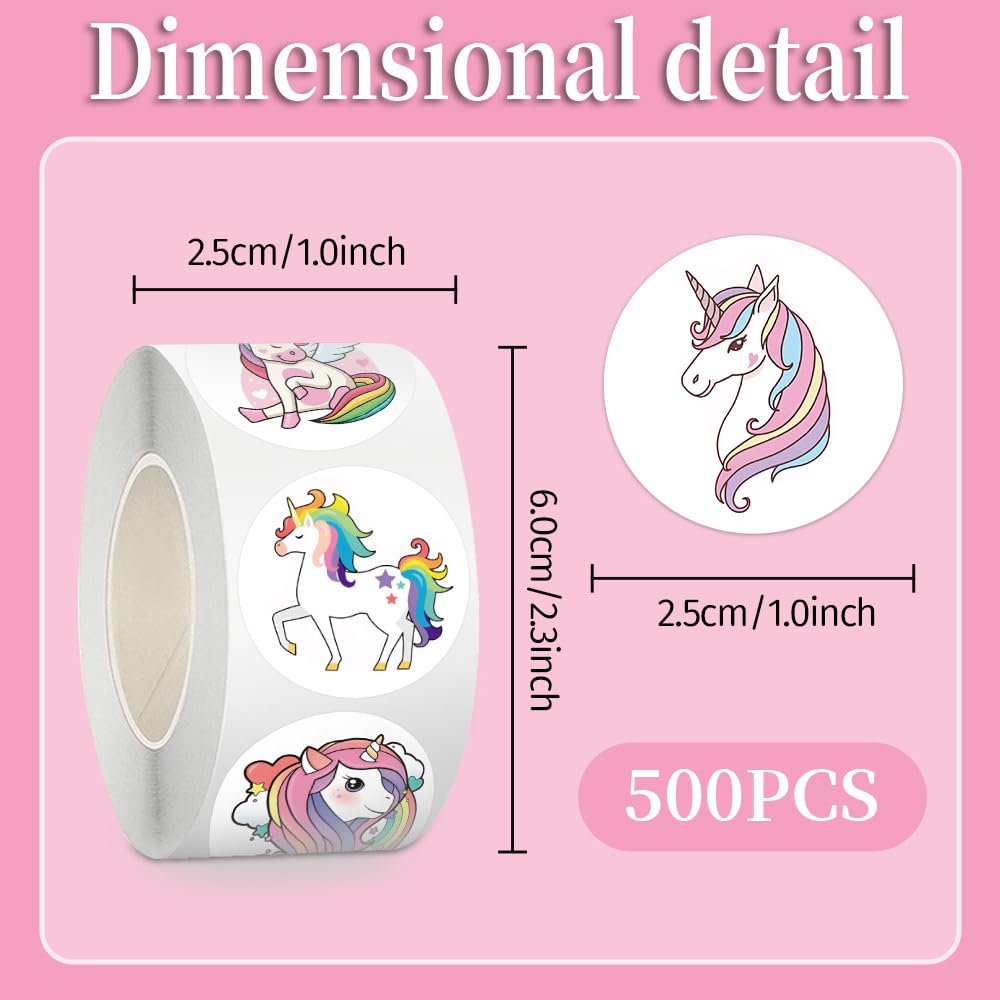 Anicy Unicorn Stickers, 1000 Stück, Multi-Surface, Vinyl, Cartoon Style, Round, Indoor, Unicorns, Unicorn Theme, Scrapbook - Image 4
