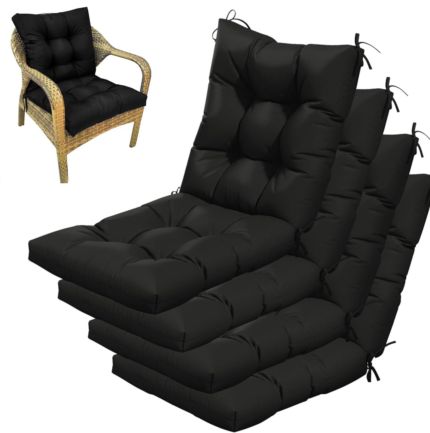 Cojines de asiento suaves y negros para renovar el patio o la oficina