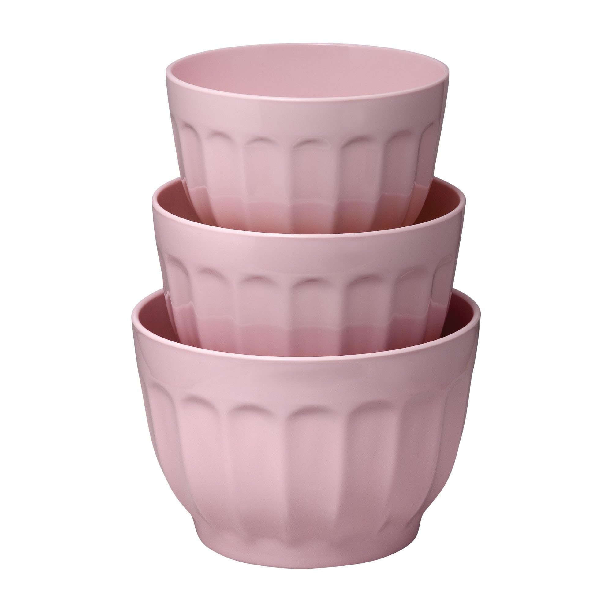 UPware 3-Piece Melamine Prep and Serve Mixing Bowl Set with Non-Slip Base, Home Essentials Cooking and Baking Tools, for Dry and Liquid Ingredients Kitchen, Mixing Bowl (Latte Pink)