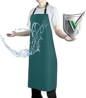 Vista 17 de Delantal impermeable con cómodo babero ajustable de goma de vinilo para lavavajillas, delantal resistente para hombres y mujeres lavavajillas Azul