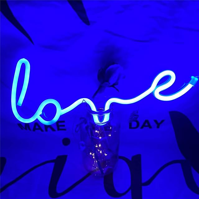 Nordstylee Neon Art Love Light Signs, Led Love Night Lights Decor Lights/Lamp for Kid's Gift, Wall/Room Decor, Birthday Party, Christmas, Wedding Decoration(Blue)