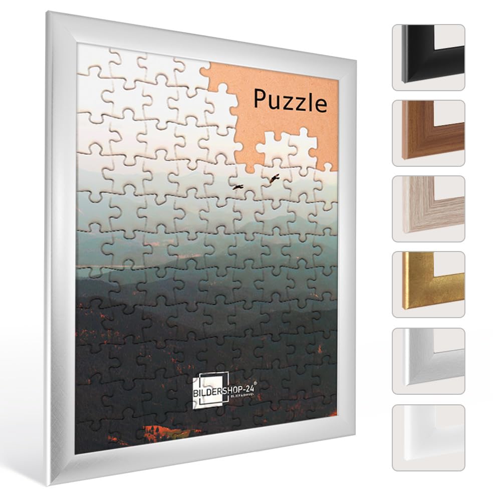 Bildershop-24 Cornice puzzle Corona in alluminio spazzolato (decorazione) 27 x 39 cm, 39 x 27 cm (circa 300 pezzi)