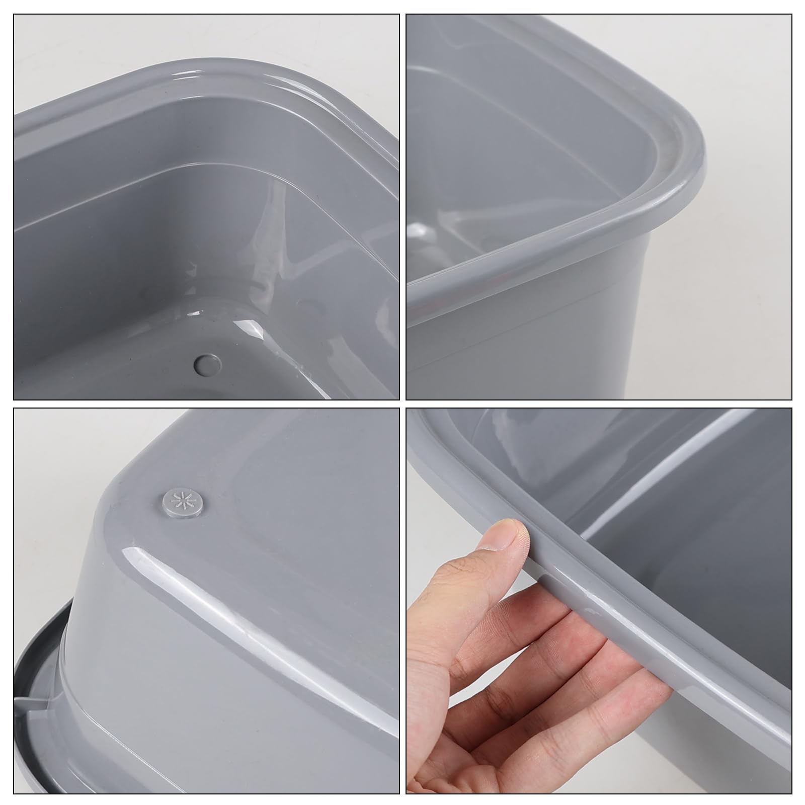 Lot De 4 Bols Carrés 9 Litres - Plastique Alimentaire Beige, 31x31x14 Cm, Avec Poignées, Pour Lavage, Rangement, Camping - 10