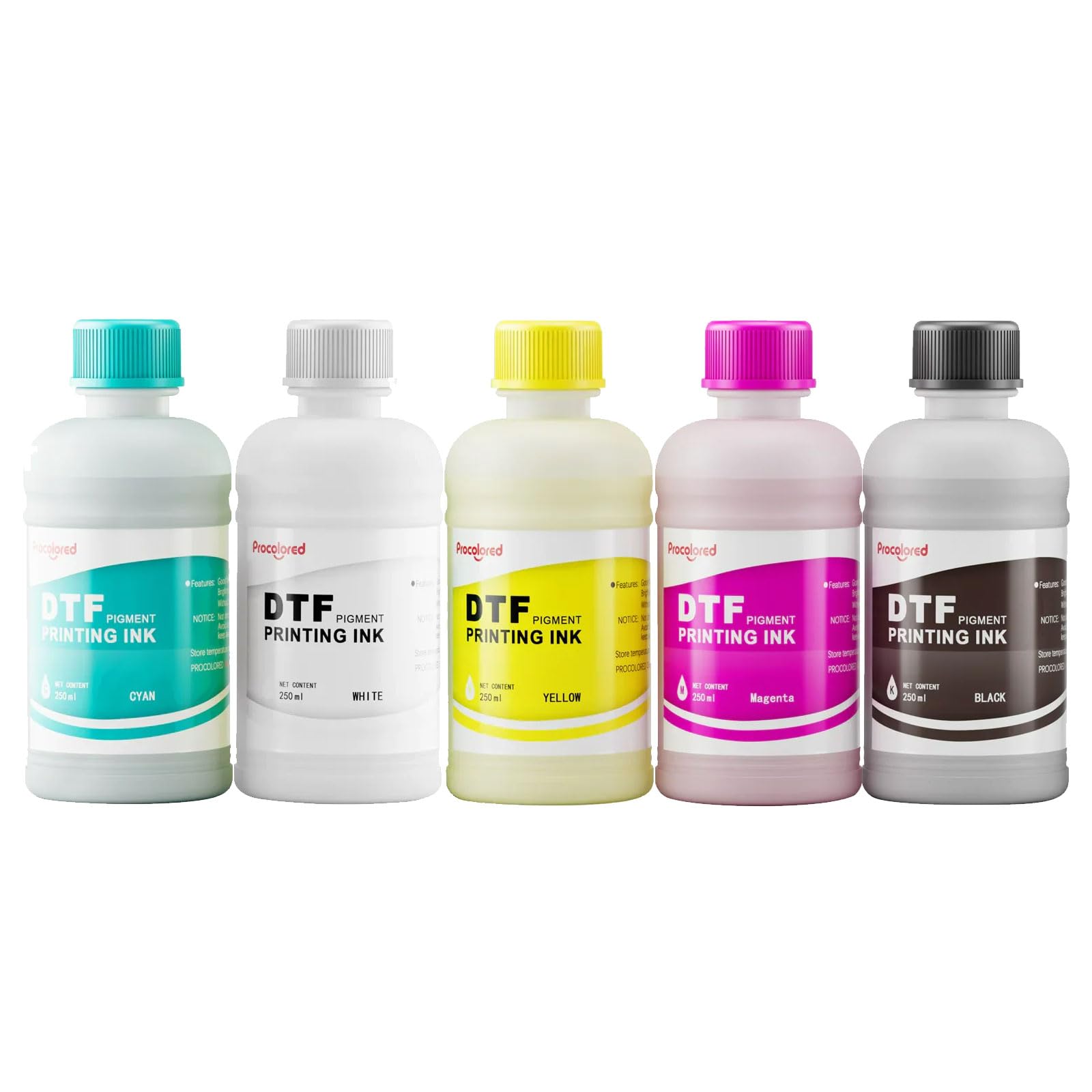 Procolored DTF CMYKW Nachfülltinte für DTF-Drucker, 250 m x 5