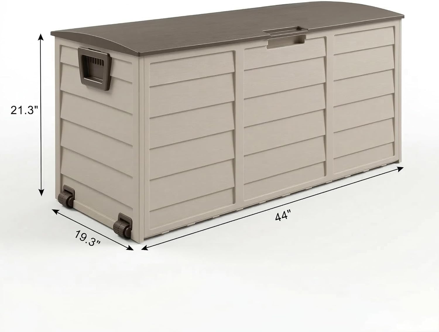 75 Gallon Outdoor Storage Box, 260L Waterproof Resin Deck Box for Patio Furniture Cushions, Garden Tools and Yard Accessories, Lockable Storage Chest with Wheels and Handles (Brown)