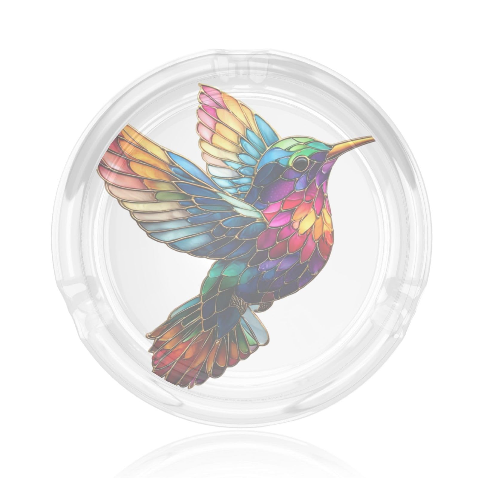 Colorful Hummingbird Stained Glass Glass Ashtray For Cigarettes Ash Trays Case For Home Office Decor