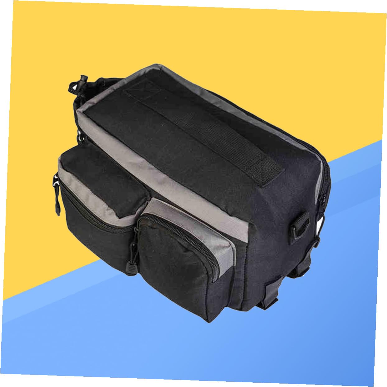 VICASKY Borsa Posteriore per Bici in Poliestere Nero, Grande Capienza | Scomparto Principale, 3 Tasche Laterali e Tasca Porta Borraccia, Tracolla Regolabile, Resistente alle Intemperie