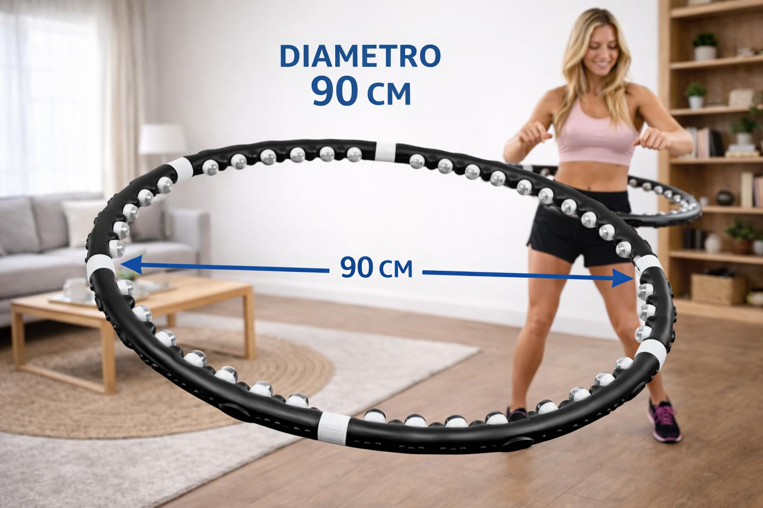 Hula-Hoop - Masajeador de círculos para Fitness, Gimnasia Adelgazante, con esferas de Masaje, componible para Fitness