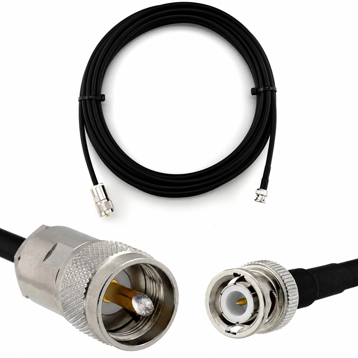 20m BNC Male do PL259 kabel koncentryczny UHF RG8X CB — przedłużacz koncentryczny BNC do UHF Male 50 Ohm — do radia HAM CB, anteny, miernika SWR, krótkofalarstwa, fal krótkich, RF