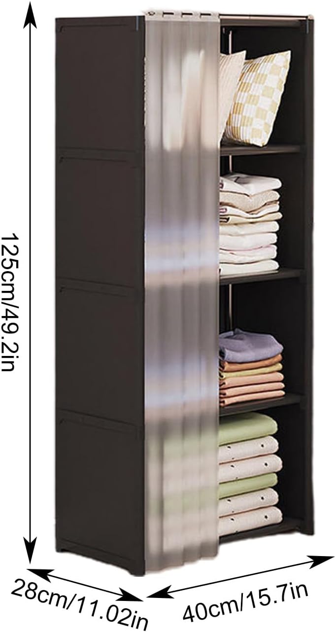 Dust-Proof Wardrobe, Portable Closet Wardrobe, Heavy Duty Garment Shelf, Clothes Rack Closet Storage Organizer with Non-Woven Fabric Cover for Bedroom