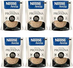 Aveia Farelo com Proteína, 25g de Proteína, Vitaminas do Complexo B, Vitamina C, D e Zinco, 160g, Pack com 6 Unidades