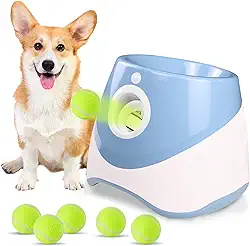 Lançador De Bola Automático e Interativo Para Cães Pequenos Com 6 Mini Bolas De Tênis (Azul)