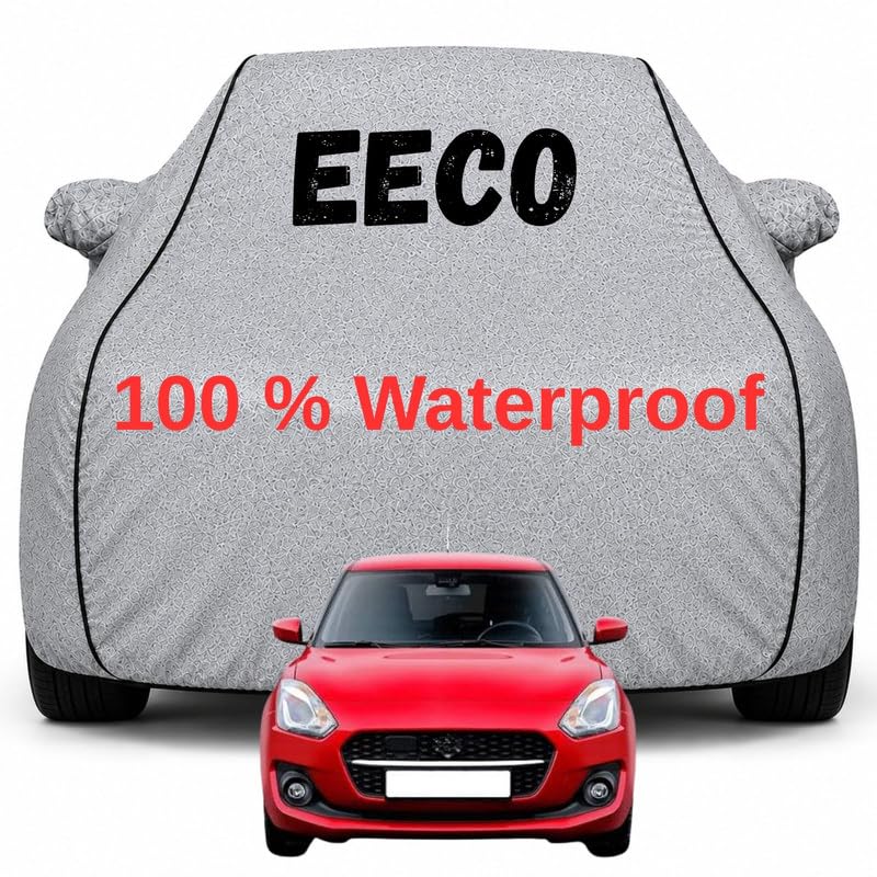 Image of Durable Full Body Waterproof Eeco Car Cover | Premium Polyester Silver Cover | Custom Fit Vehicle Protection | UV Resistant, Dustproof, Scratch Resistant, Heat & Wind Protection