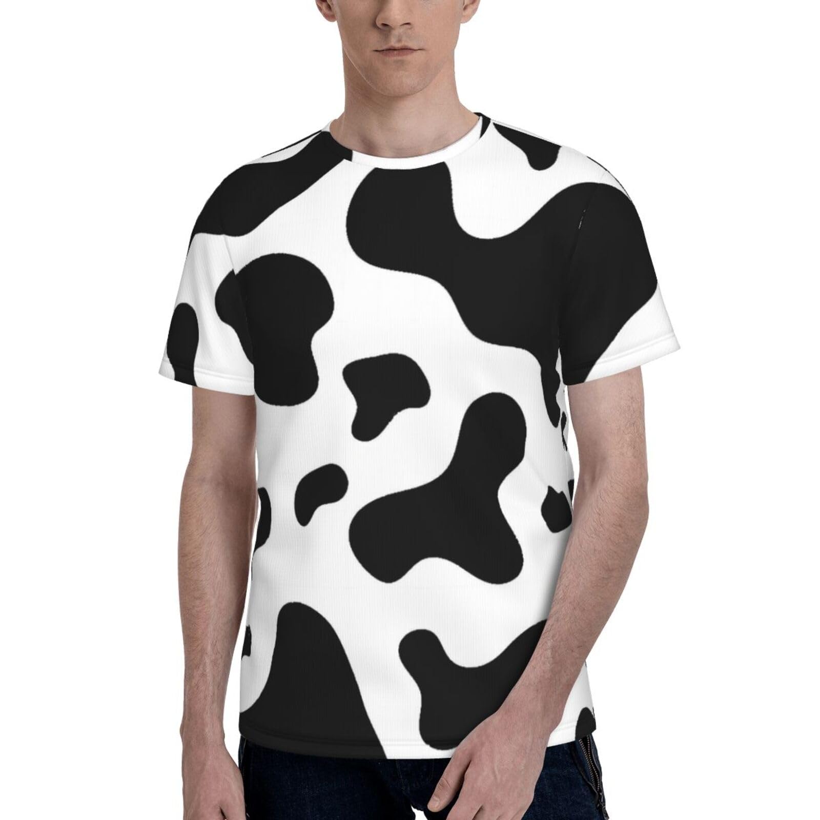 Amazon.co.jp: Tシャツ 動物柄 牛柄 黒と白 半袖 夏服 トップス メンズ