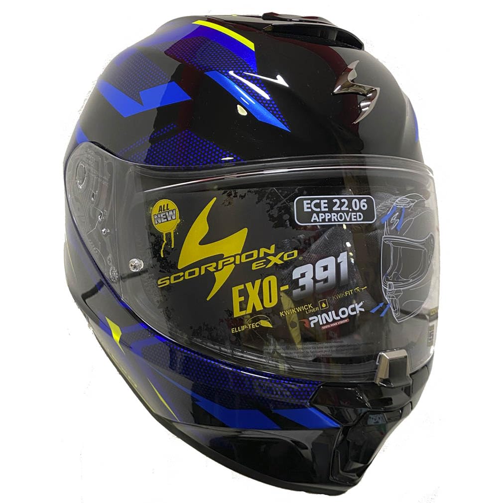 Scorpion Exo-391 Aaxo Azul | Casco de Moto Integral Unisex Hombre y Mujer Homologado ECE 22.06 (L)