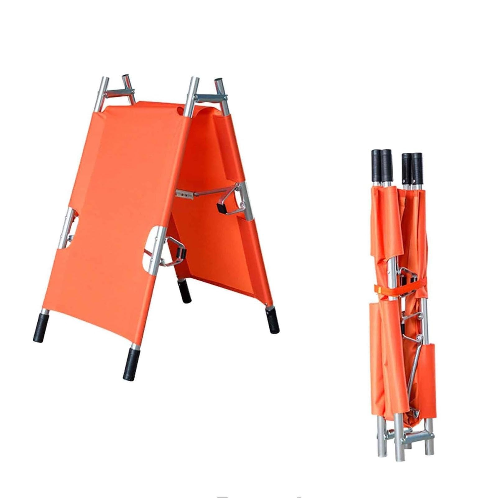 SGKOMN Medical Stretcher, EMT Backboard Ambulance Stretcher, Emergency Folding Aluminum Alloy Stretcher, with Heavy Duty Handles and Rubber Feet, for Patient Transport Gurney, Orange