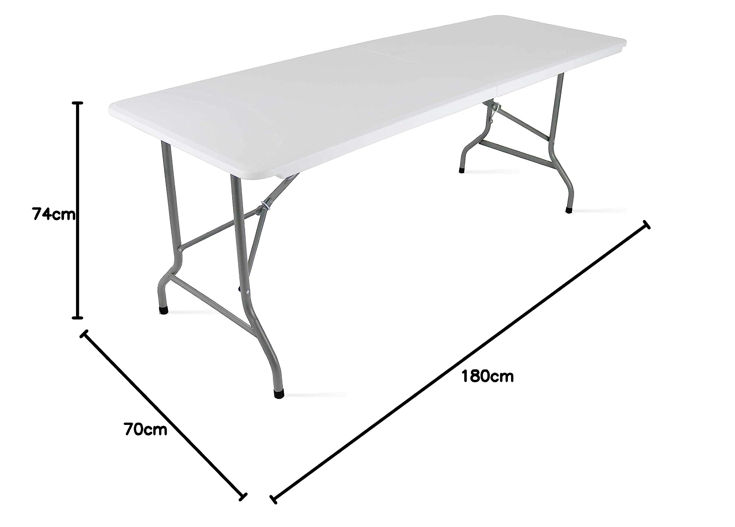MobEventPro - Mesa Plegable de Camping (180 x 70 x 74 cm), Color Blanco MobEventPro - Mesa Plegable de Camping (180 x 70 x 74 cm), Color Blanco