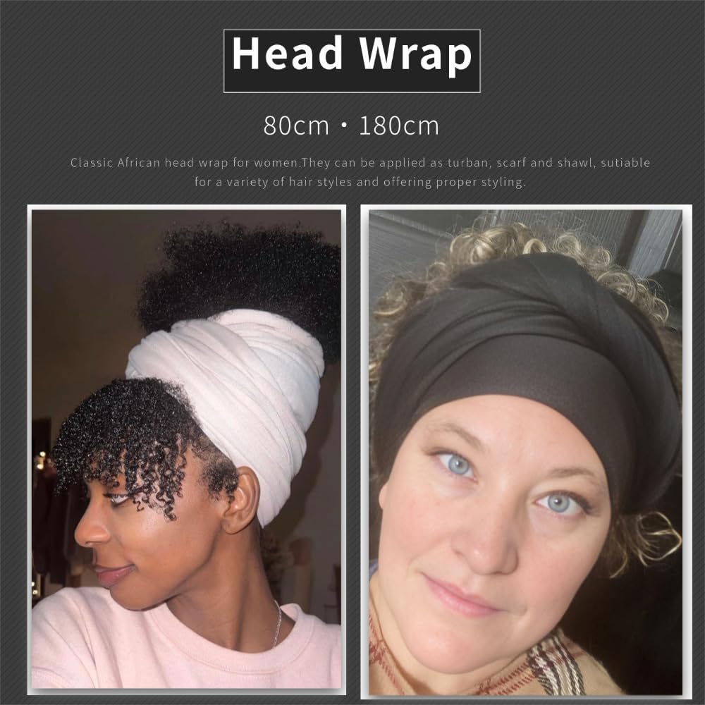 2PCS Head Wraps for Women Turban Headwraps Hair Scarves Long Large Lightweight Soft Headscarf Headband Wide Hijabs - Image 4