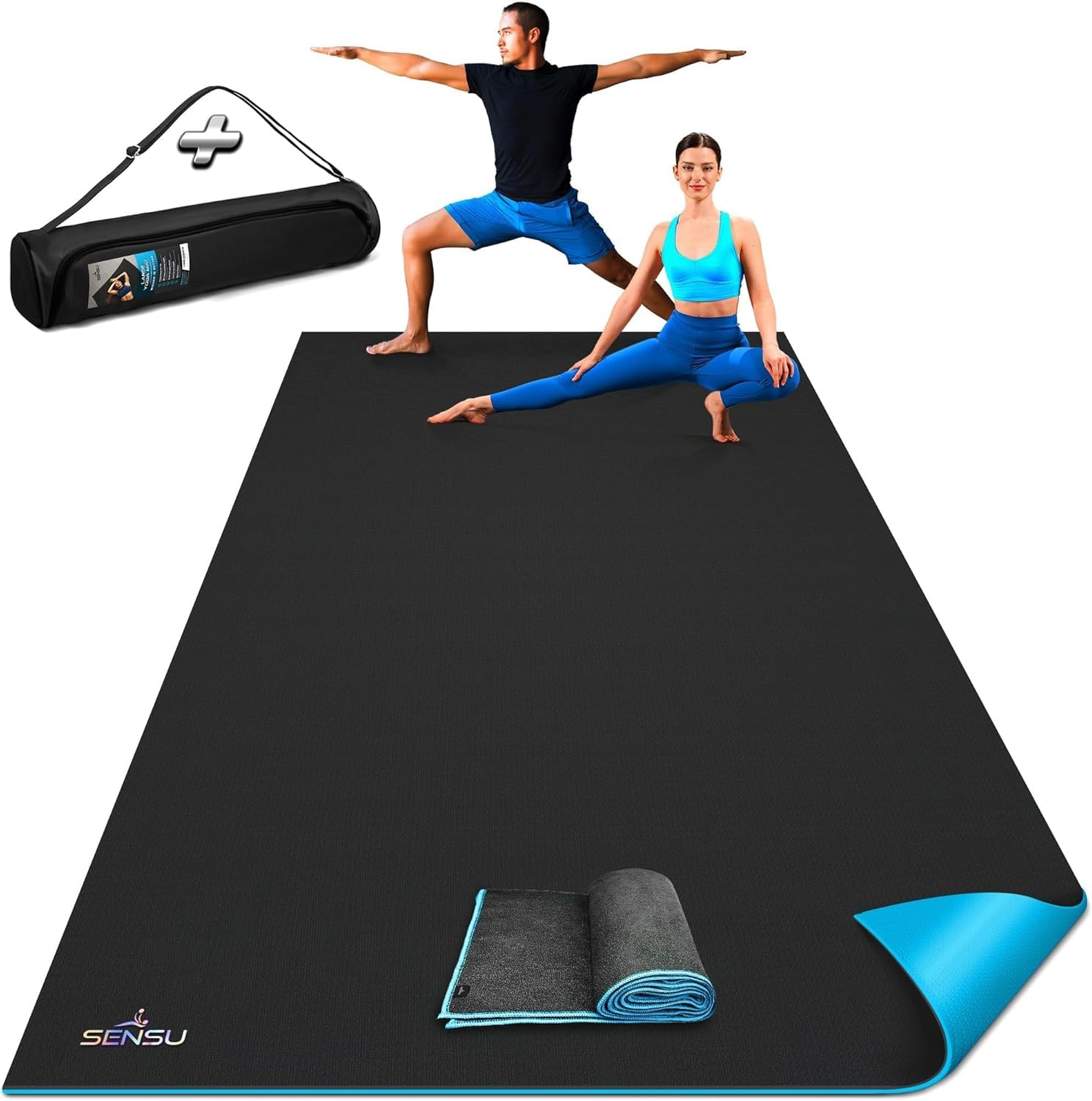 Large Yoga Mat - 9' x 6' x 9mm Extra Thick Yoga Mat for Men and Women - Non-Slip Surface for Extra Grip - Ideal for Hot Yoga, Pilates, Grounding and Meditation at Home or in Studios