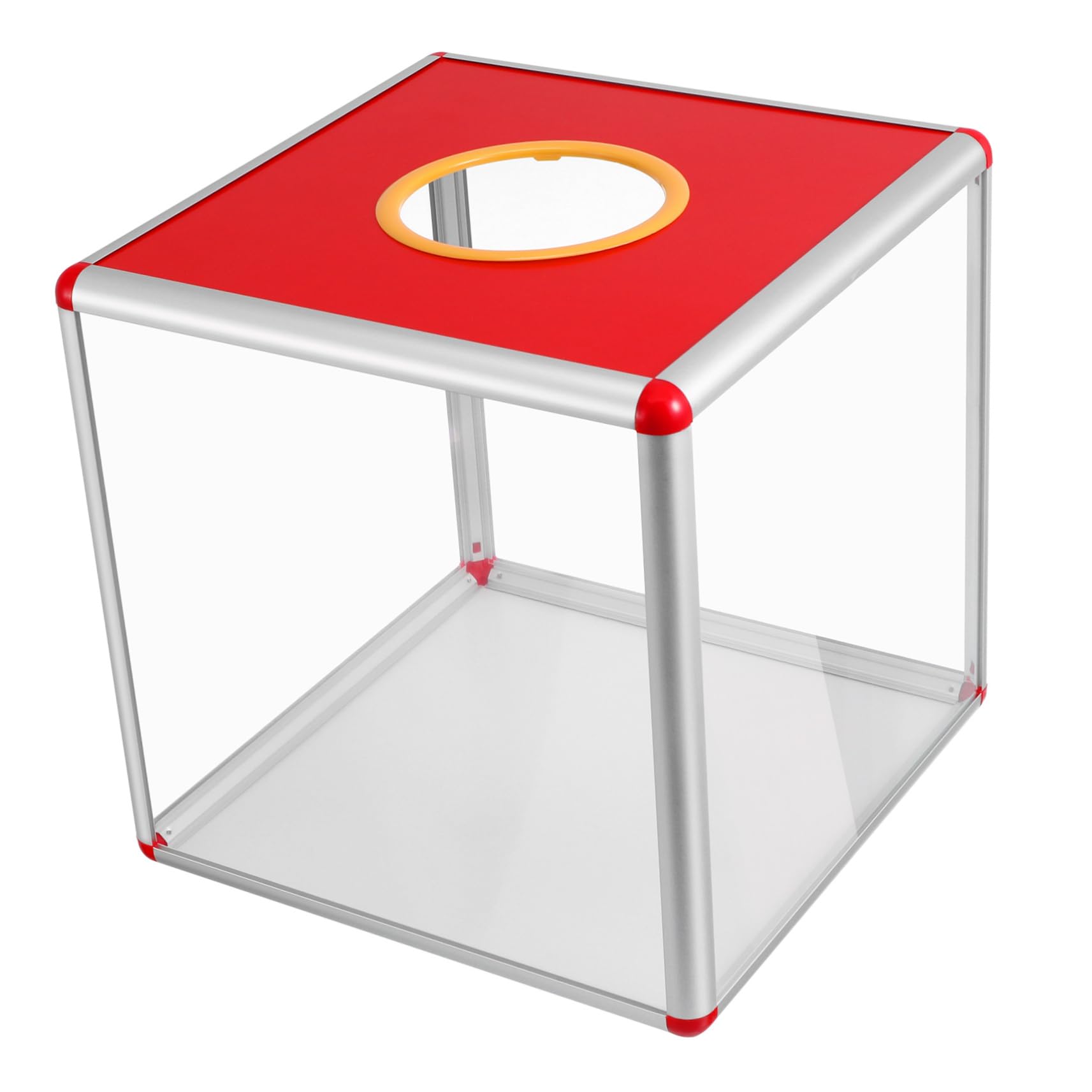 Housoutil Boulier Loto Carré en Alliage D'aluminium et Mdf, Boîte de Dons Polyvalente et Portable pour Collecte de Fonds, Événements D'église