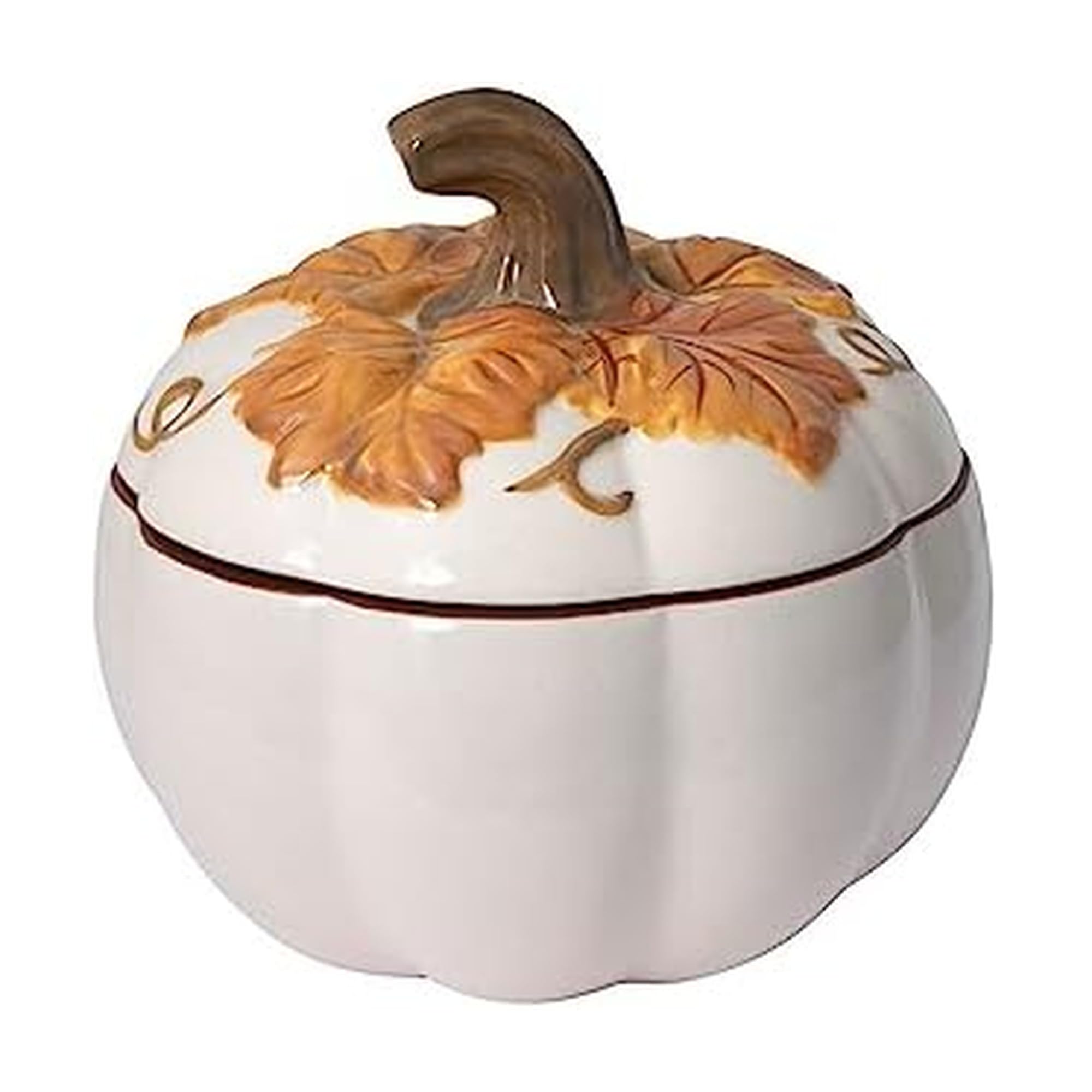Autumn Berry Covered Pumpkin Bowl, Holds 20 Ounces, Cream