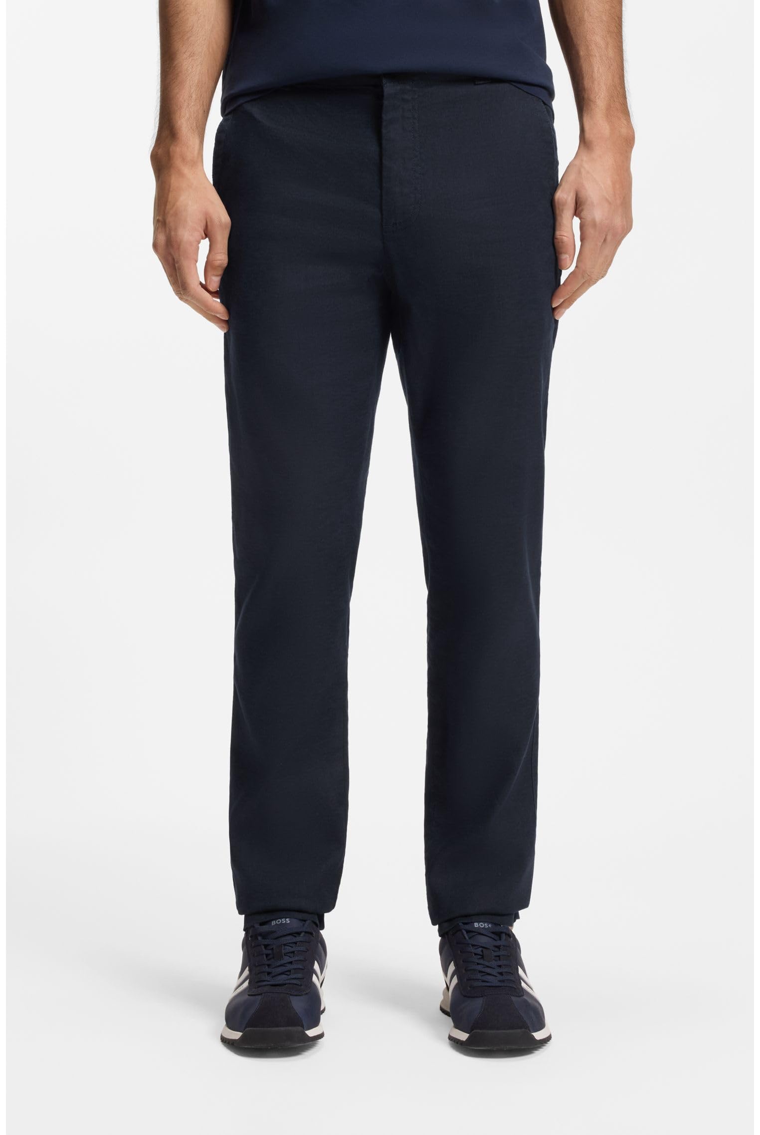 BOSS Hose Aus Leinen-Mix Mit Logo-Detail