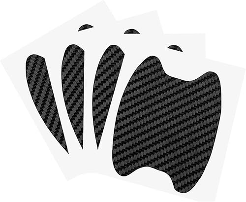 cueclue 4 calcomanías para manija de puerta del interruptor del automóvil, cubierta de fibra de carbono antiarañazos, película protectora universal