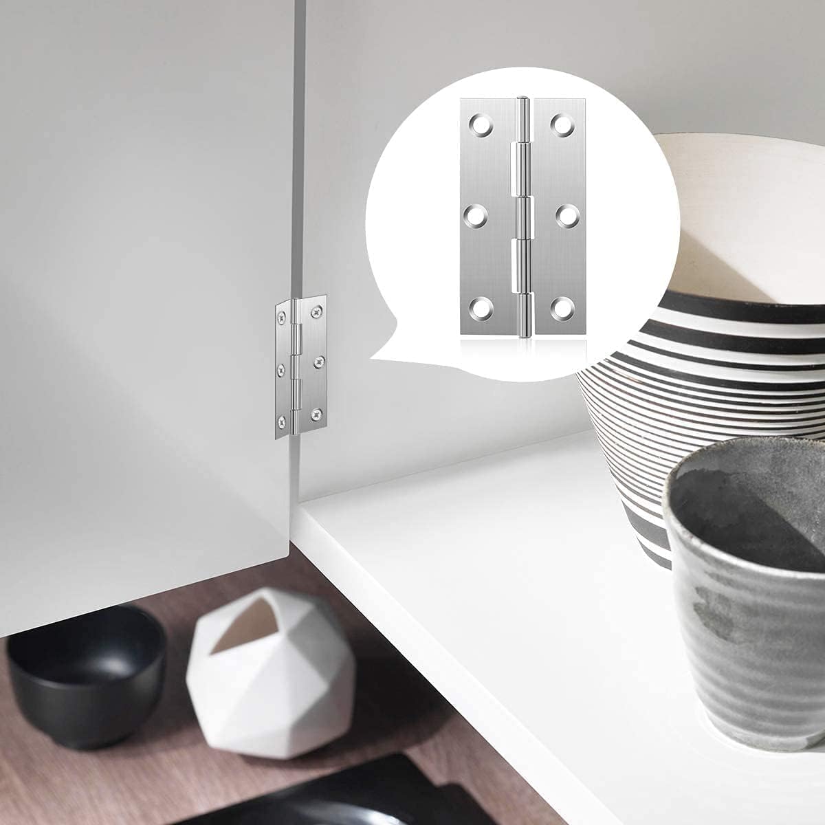 20PCS Door Hinge 1.97" x 1.1" x 0.04" Silver Tone Metal Iron Hinges Brushed Finish Suitable for Door Cabinet Jewelry Case Wooden Box