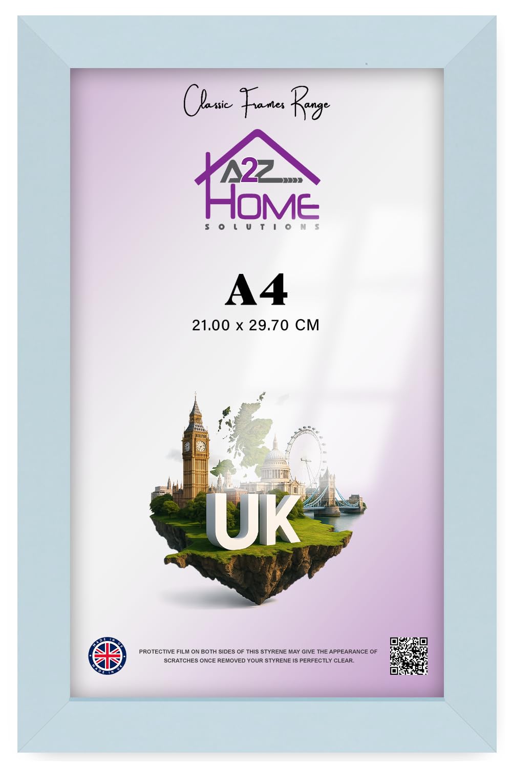 A2Z Home Solutions® Photo Poster Display Wall Hanging Light Grey Frame A4-21 × 29.7 cm For Print Picture With Clear Perspex 30x15mm Moulding Mounting Hooks MDF backboard