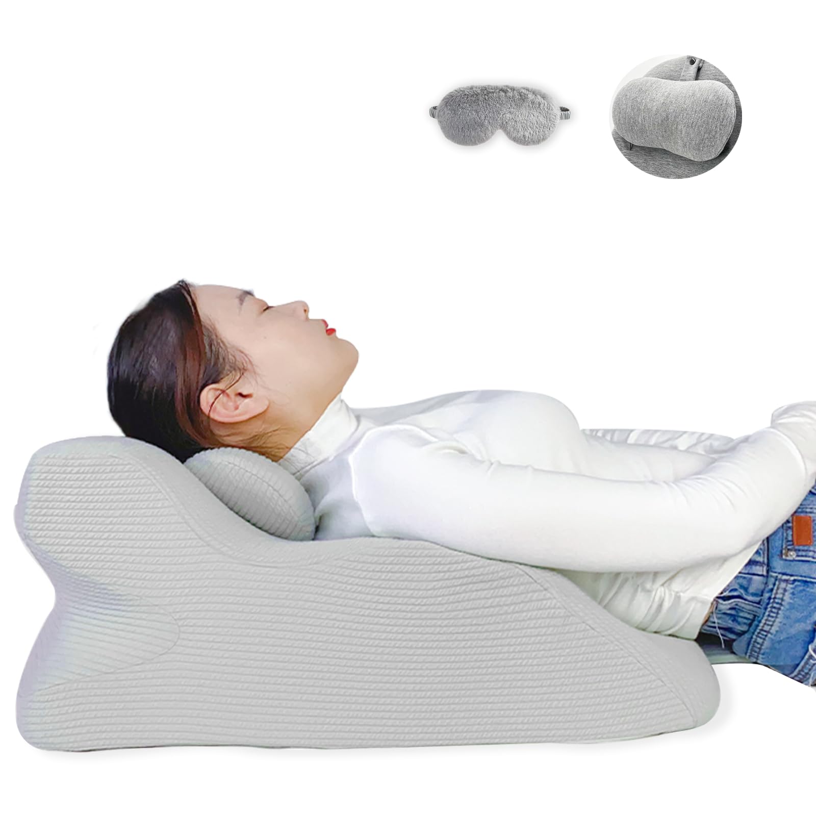 Kuiloapt Almohadas de Lectura, Cojin Lectura Cama, Almohada de Cuña de Espuma Viscoelástica Apoyo de Trabajar o Viendo la Televisión, Respaldo para Cama/Sofá/Suelo y Almohadas Antireflujo