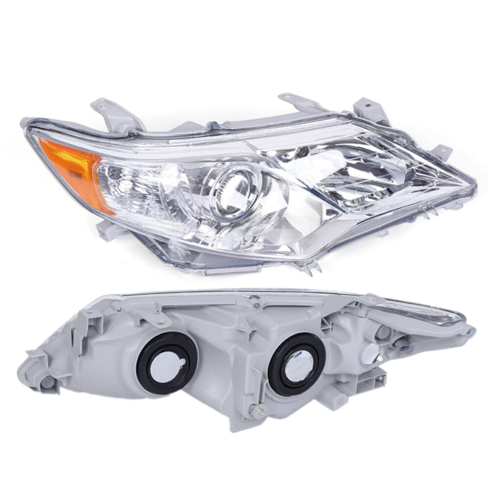 Headlight Assembly for 2012 2013 2014 Camry Models Front Right Passenger Side Chrome Headlight Projector Headlamp Replacement 8115006470, 8111006470