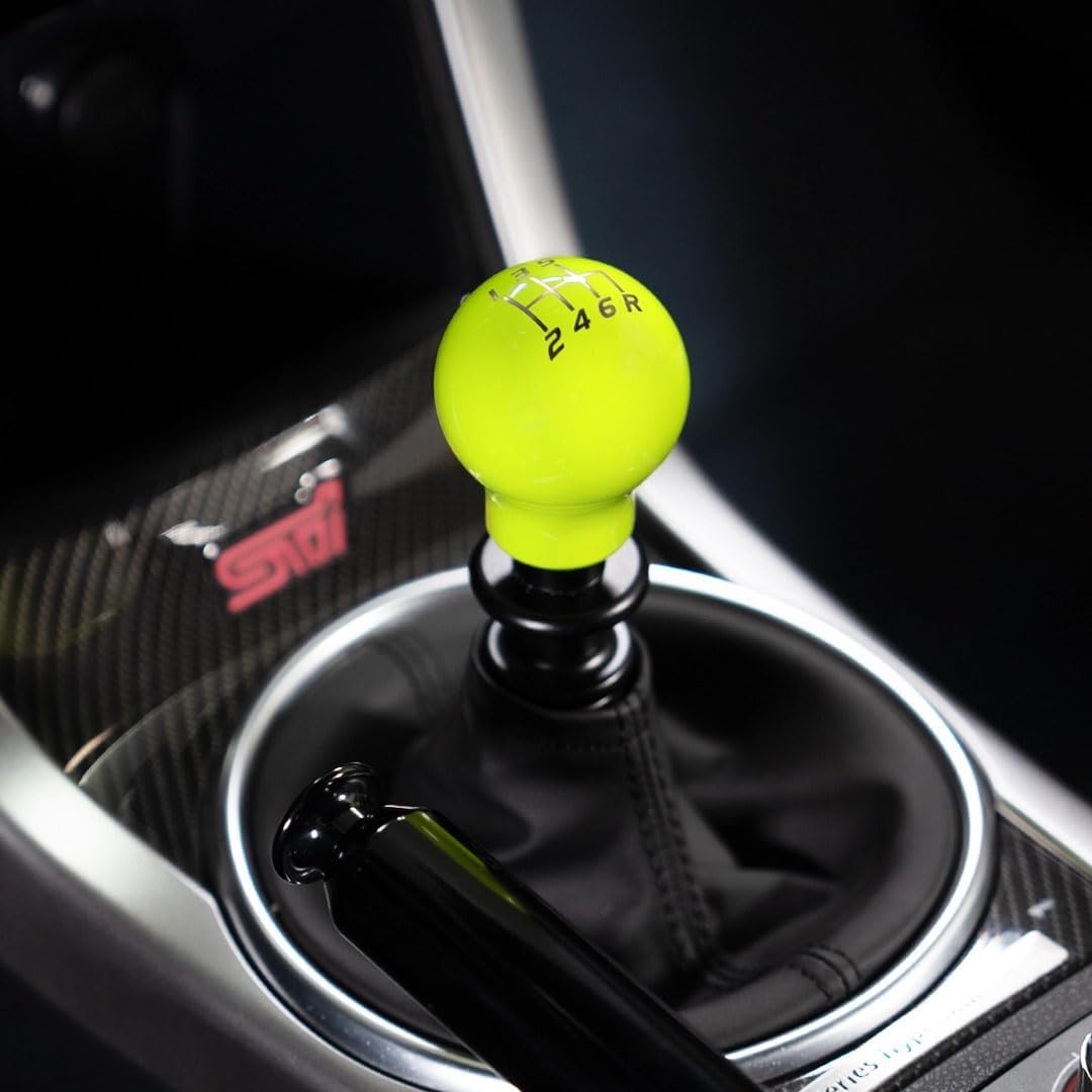 Billetworkz Weighted Shift Knob (500g) for Subaru 6 Speed WRX: 2015-25 / STI: 2004-21, Neon Yellow