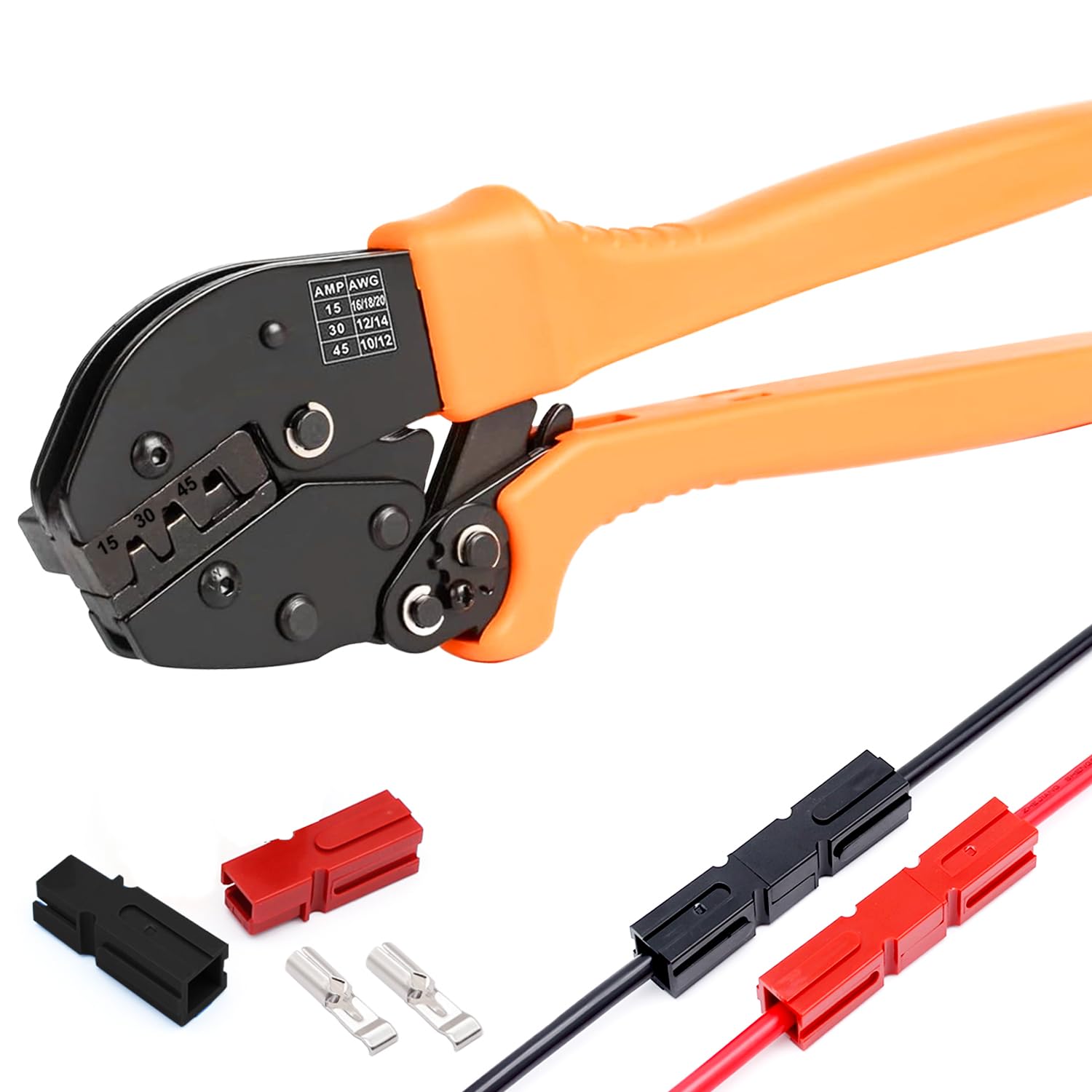smseace 15A/30A/45A Power Connector Wire Crimping Tool - 20-10AWG DC Power Connector Crimper
