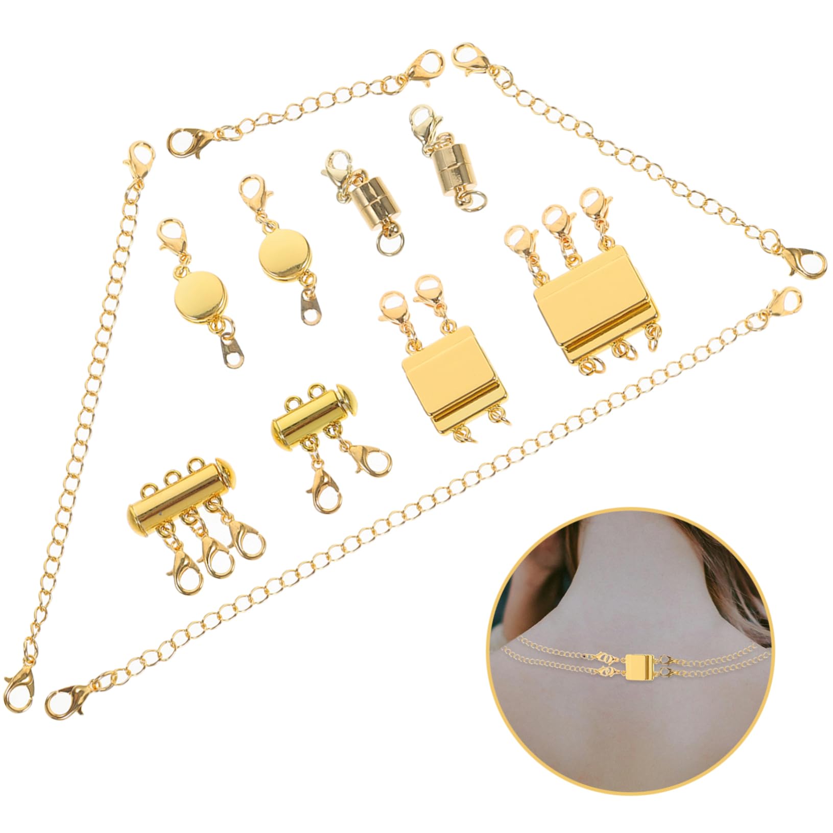 Veemoon 5 Juegos Conectores de Collar Broches y Extensores para Collares Clasps Accesorios para Joyería Incluye Cierres de Langosta para Mayor Seguridad y Estilo