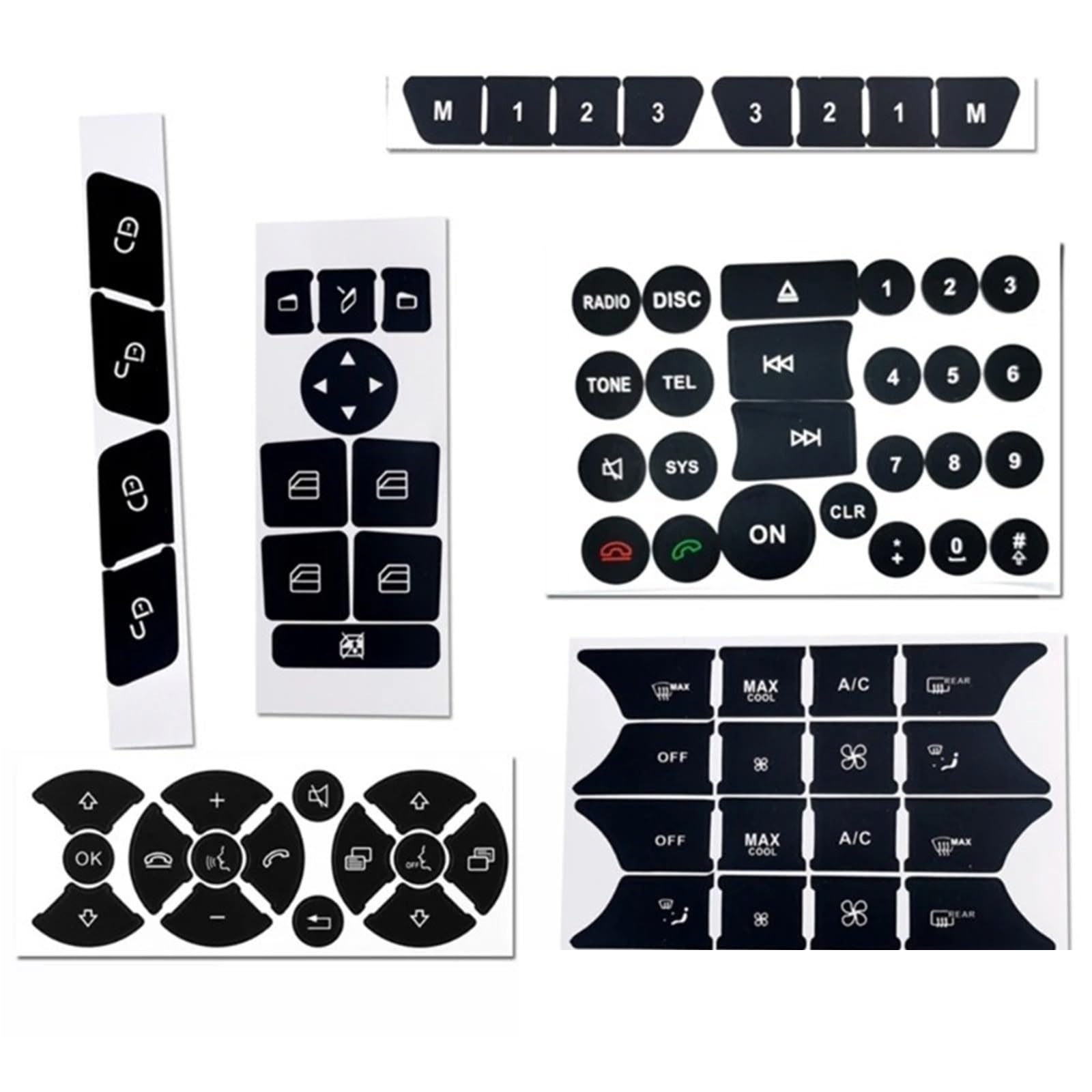 Interior Button Decals Compatible with BMW for A207 for R231 for W176 W246 X204 Car Knob Repair Sticker Front Control Button Decals Interior Trim Accessories(Size2)
