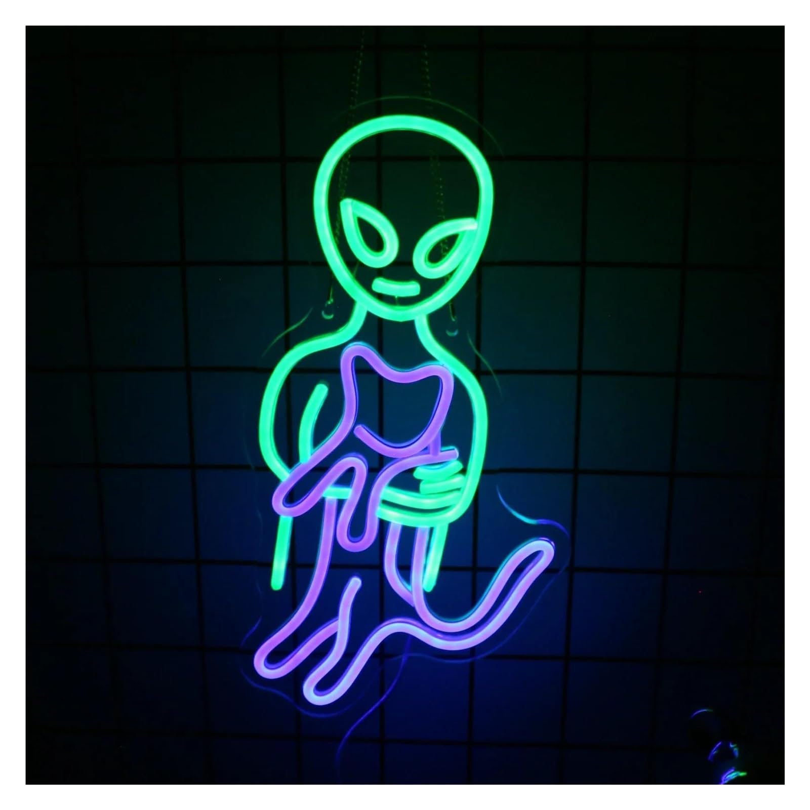 LEMST Signs Lamp Funny Cat Alien Neon Sign Light Dimmable USB Powered for Game Room Bedroom Party Wall Art Decor Lighting 22cmx42cm