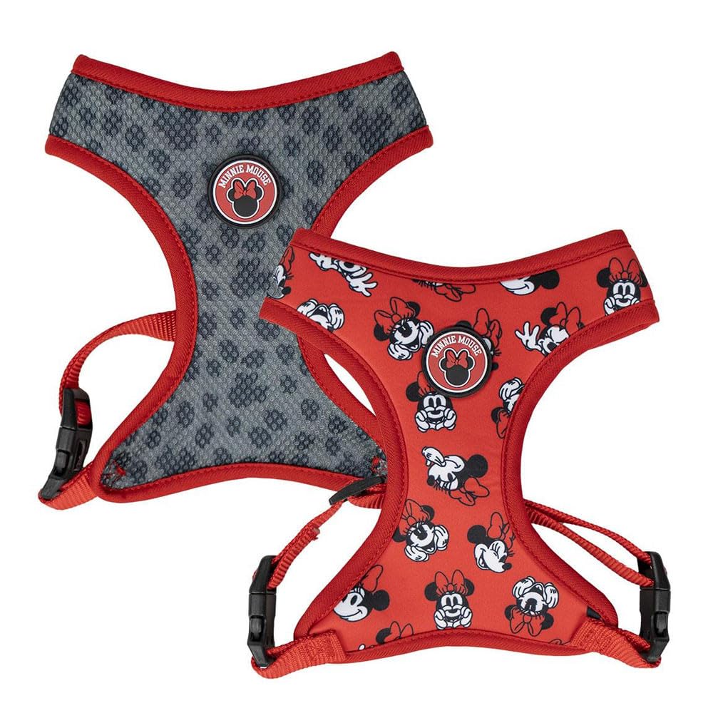 Minnie Mouse Premium Harness for Dogs – Size M/L – Grey and Red – Anti-Pull and Adjustable Training Harness – 100% Polyester – Original Product Designed in Spain