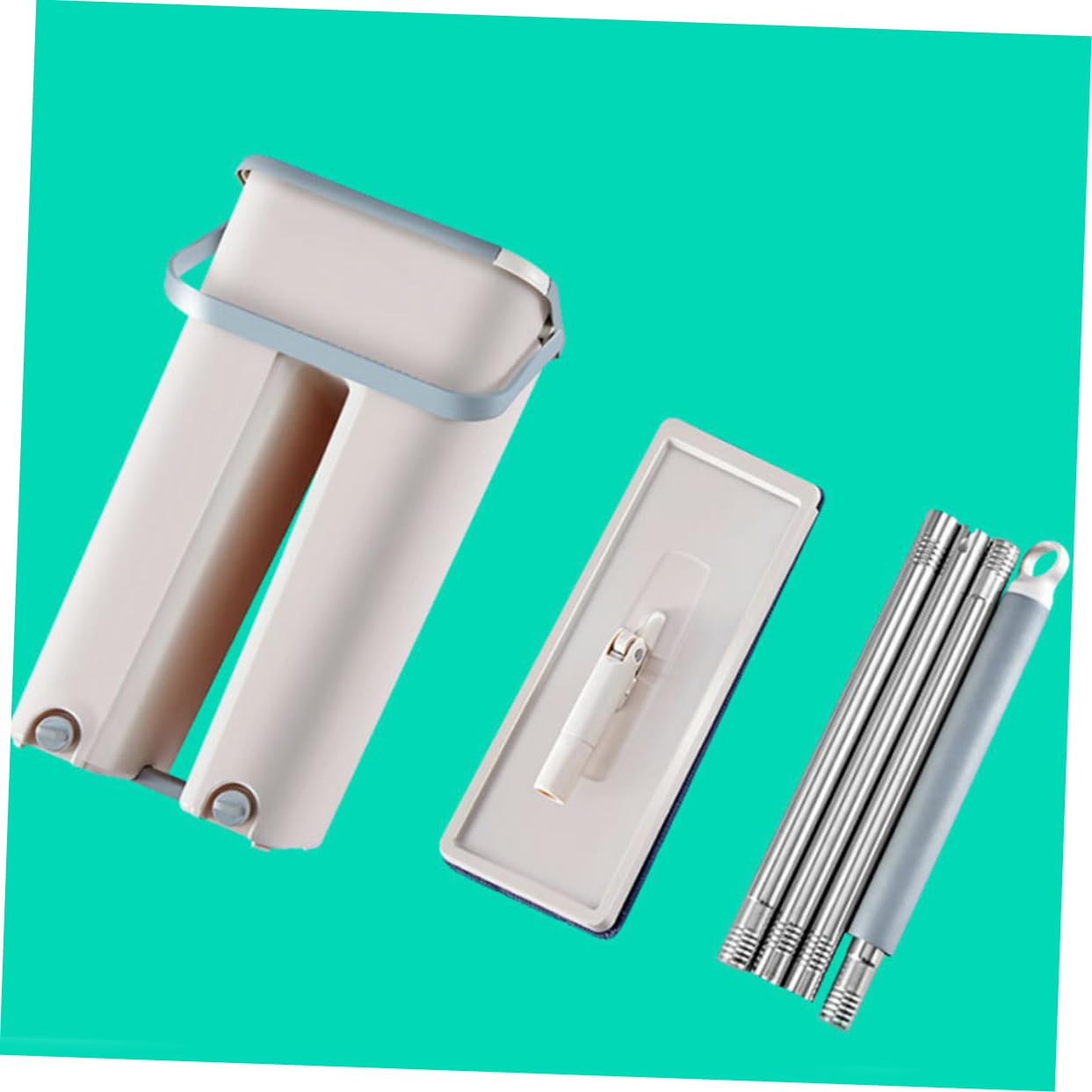 Fregona Plana Cubo Hogar, Recoge Pelo de Mascota y Suciedad, Limpieza Profunda, Diseño Compacto,