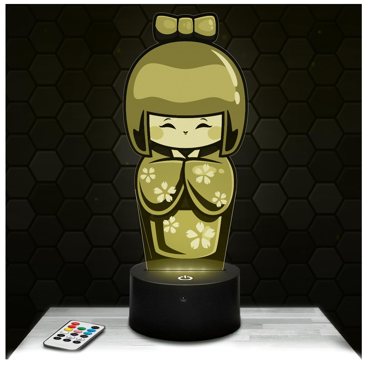 Lampephoto.fr - 3D Lamp Kokeshi Gift Kokeshi Tôhoku Lucky Doll, Touch LED Night Light, 3D Hologram Effect, Christmas Birthday Gift Idea for Boy or Girl, Room Decoration Object