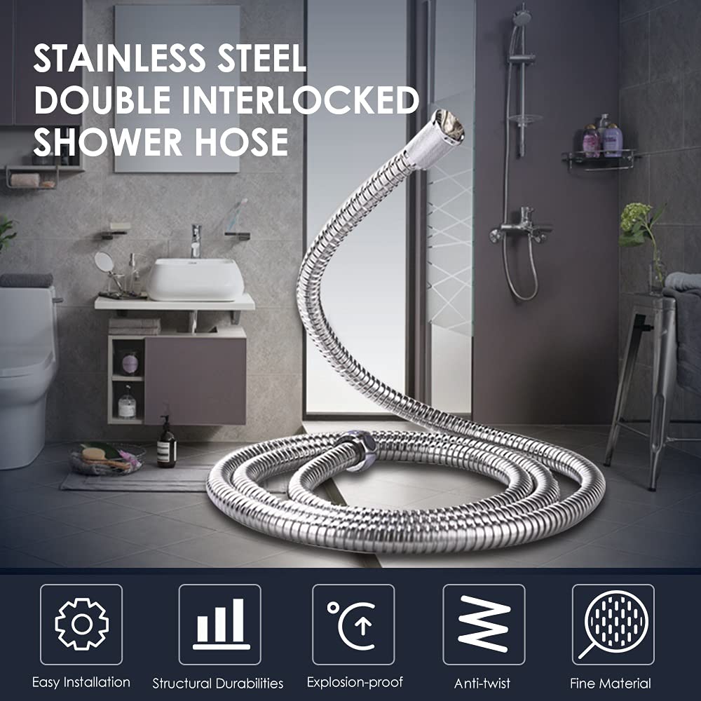 tubo doccia, Flessibile doccia Flessibile doccia da 1,5 m, accessori for tubi flessibili for doccia da bagno in acciaio inossidabile resistente alla ruggine