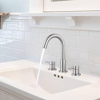 mamaAQ白301 Qomolangma Bathroom Faucets for Sink 3 Hole, 8 inch